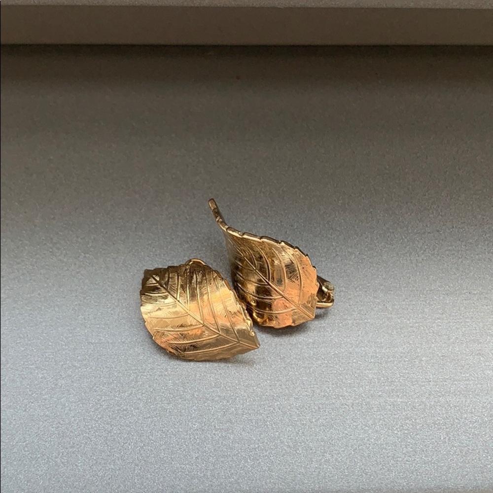 Christian Dior vintage gold leaf clip earrings
